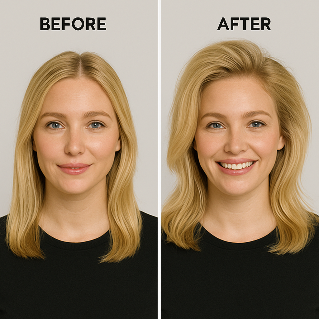 Before and after volume boost spray